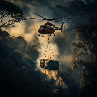 Helicopter Over Forest