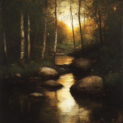 Dark Rocks by the Stream
