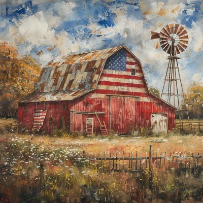 Vintage American Flag Barn