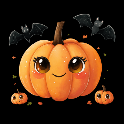 Friendly Pumpkin with Bats