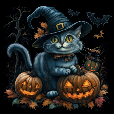 Whimsical Halloween Kitten