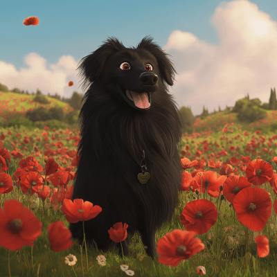 Shetland Sheepdog in Poppies