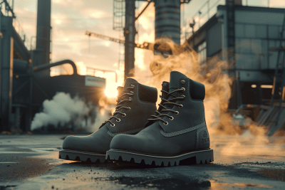 Dark Grey Boots in Industrial Setting