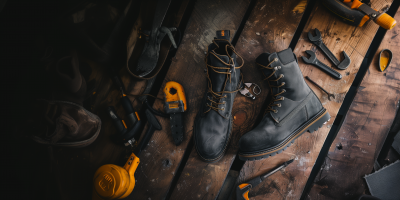 Dark Grey Boots on Workshop Floor