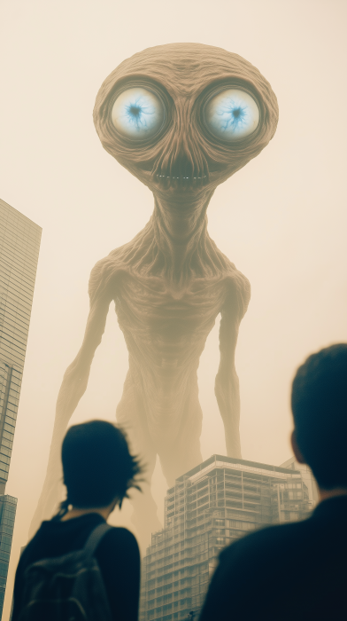 Eerie Giant Alien Over Tokyo