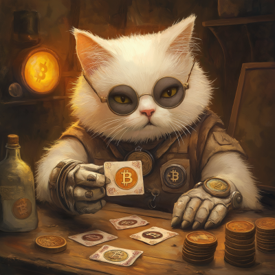 Serious Cat with Bitcoin Card