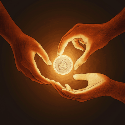 Symbolic Hands Holding Coin