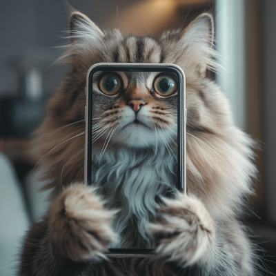 Cat with iPhone