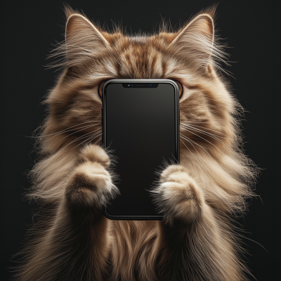 Cat with iPhone