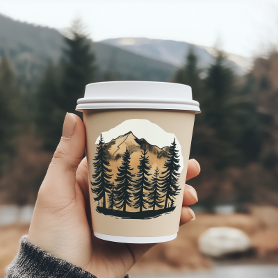 Modern Coffee Sticker in Nature