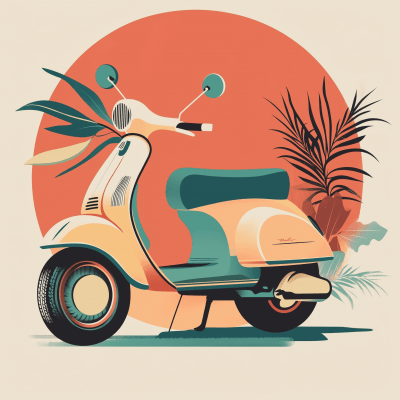 Retro Vespa Illustration