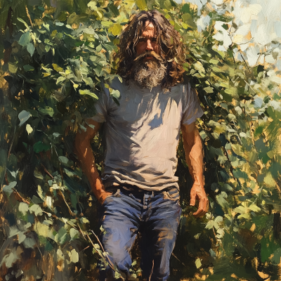 Man Navigating Through Vines