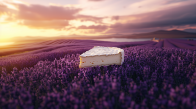 Camembert Cheese by Lavender Field