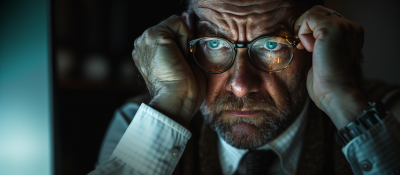 Stressed Man at Computer