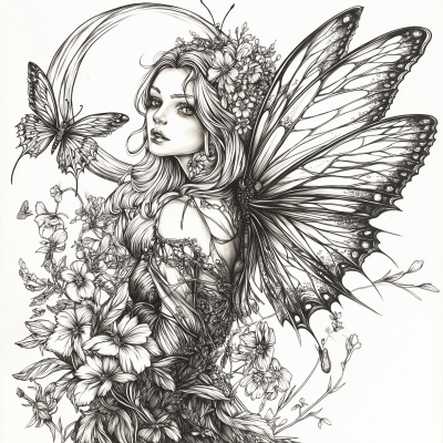 Gothic Fairy with Moth