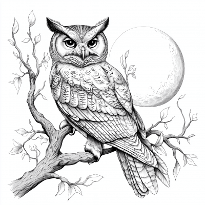 Owl and Moon