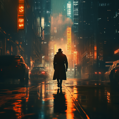 Lonely Stroll in a Futuristic City