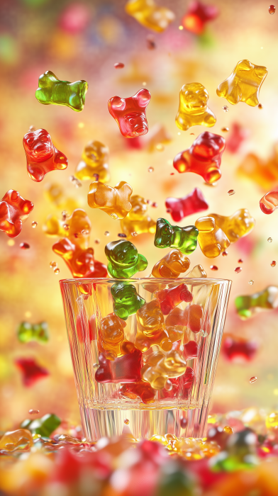 Colorful Gummy Bears Splash