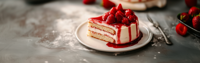 Vanilla Cake with Strawberry Sauce