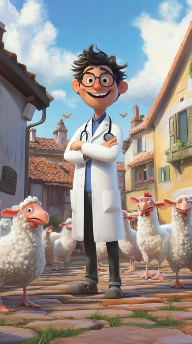 Cartoon Veterinarian with Animals