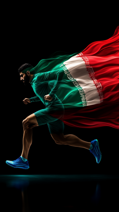 Running Man with Iranian Flag