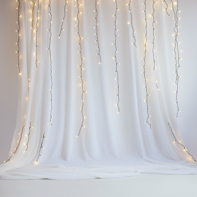 White Backdrop with Icicle Lights