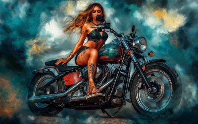 Attractive Colombian Woman on Motorcycle