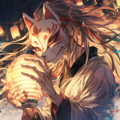 Kitsune Mask with Lanterns