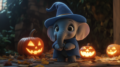 Wizard Baby Elephant on Halloween