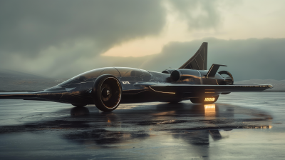 Futuristic Car with Airplane Wings