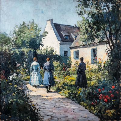 People Walking in the Garden