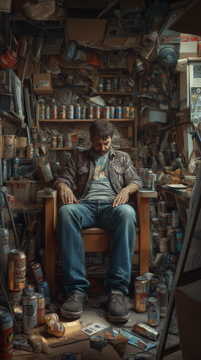 Man in a Cluttered Workshop
