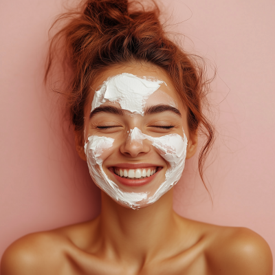 Smiling Woman with Cream