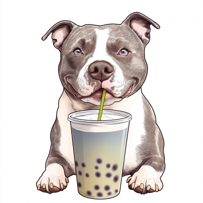 Dog with Boba Tea