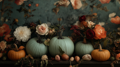 Vintage Pumpkins and Floral