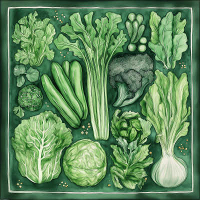 Elegant Green Vegetable Scarf Design