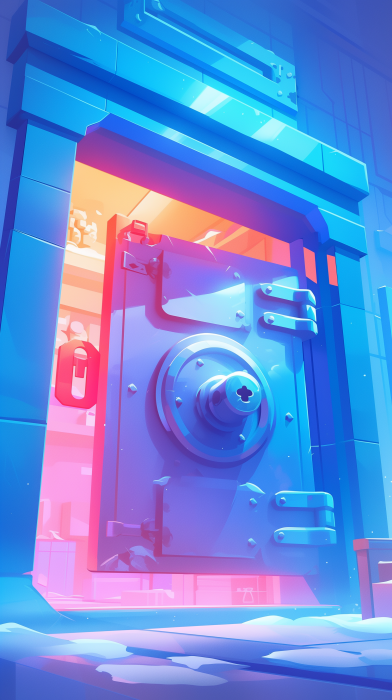Colorful Pixar Style Bank Safe
