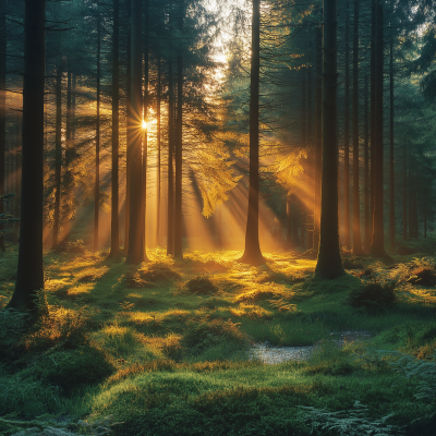 Peaceful Forest in Morning Light
