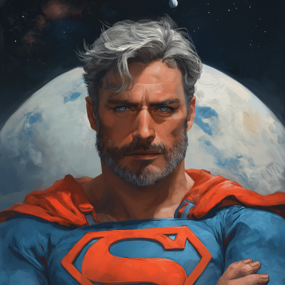 Superman in Front of the Planet