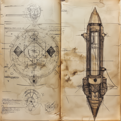 Fantasy Spell Launching Device Drawing