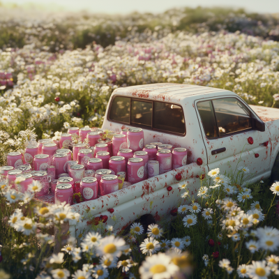 Toyota Pickup in Chamomile Field