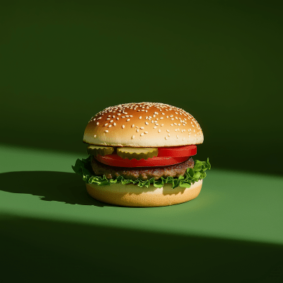 Healthy Burger on Green Background