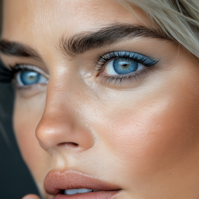 Blue Eye Shadow Application