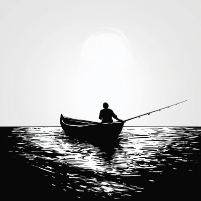 Man Fishing in a Boat