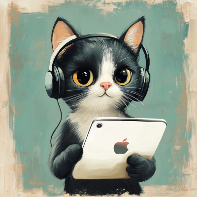 Busy Cat with iPad