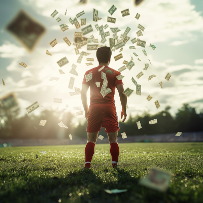 Footballer with Falling Money