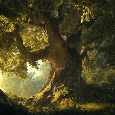 Majestic Ash Tree in Enchanted Forest