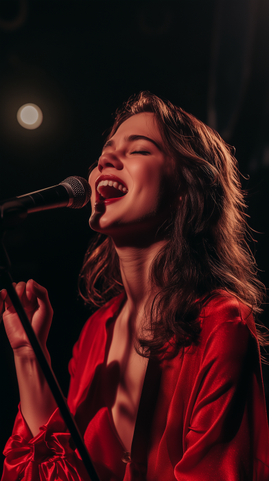 Emotionally Singing Woman