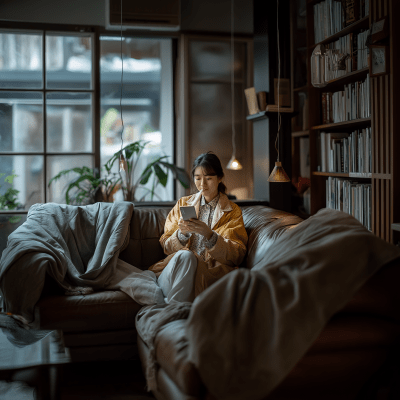 Japanese Woman Using Smartphone