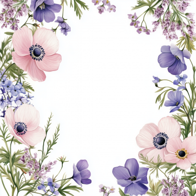 Floral Watercolor Border